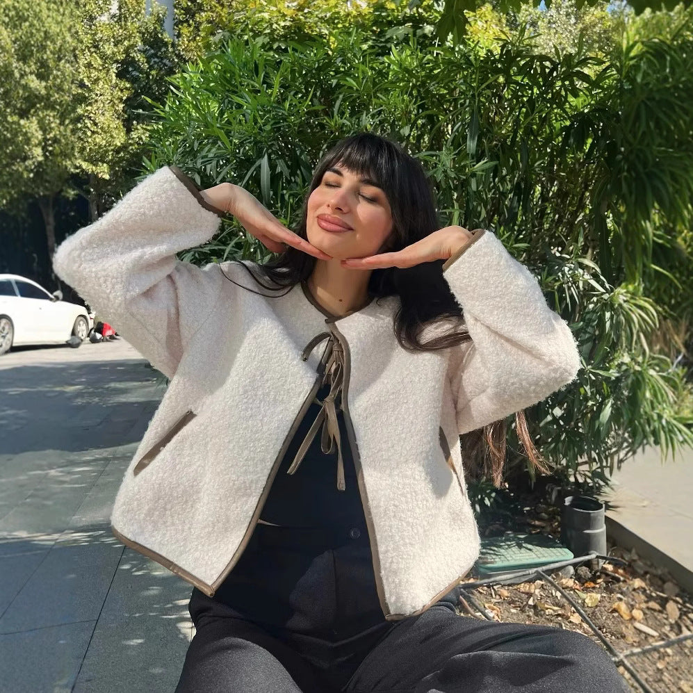 Maria Moreaux | Korte Gebroken Witte Jas van Polyester