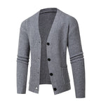 Matteo Deschamps | Luxuriöser Herren-Strickcardigan in Dunkelgrau 