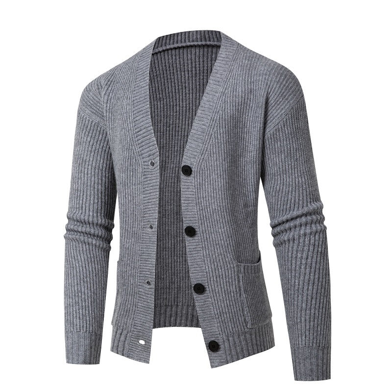 Matteo Deschamps | Luxury Men's Knitted Cardigan in Dark Gray 