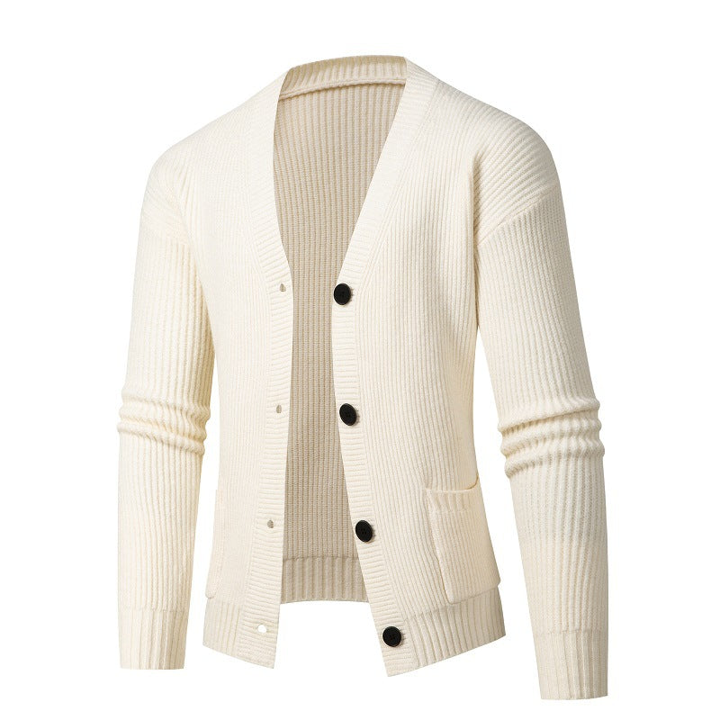 Matteo Deschamps | Luxury Men's Knitted Cardigan in Dark Gray 