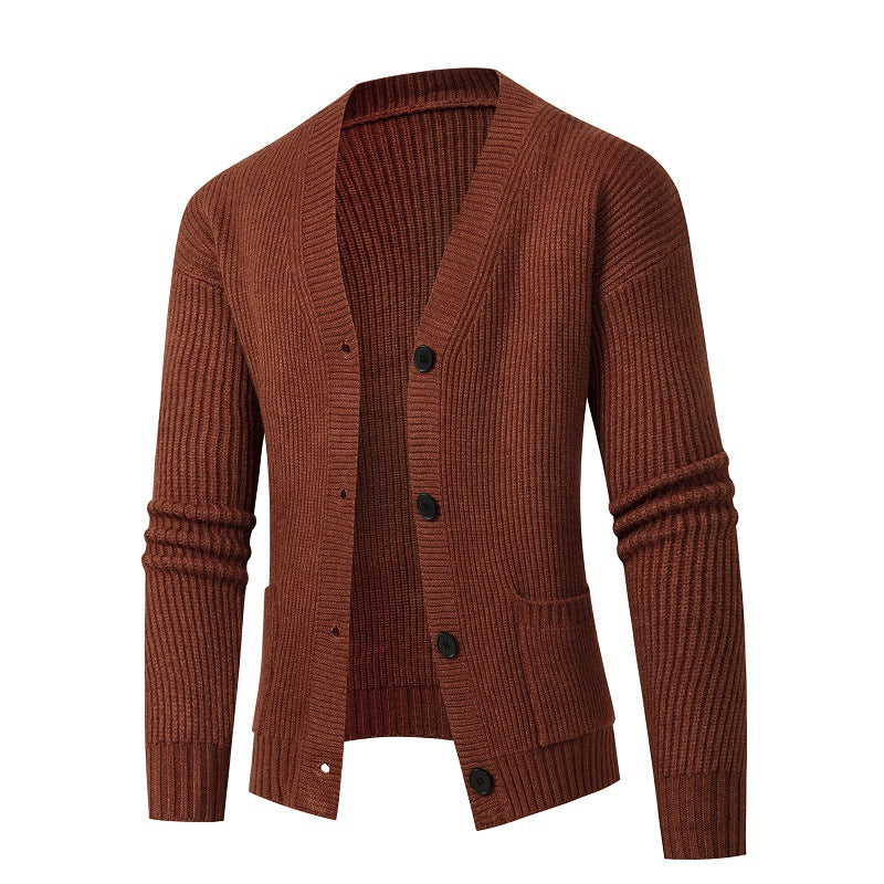 Matteo Deschamps | Luxury Men's Knitted Cardigan in Dark Gray 