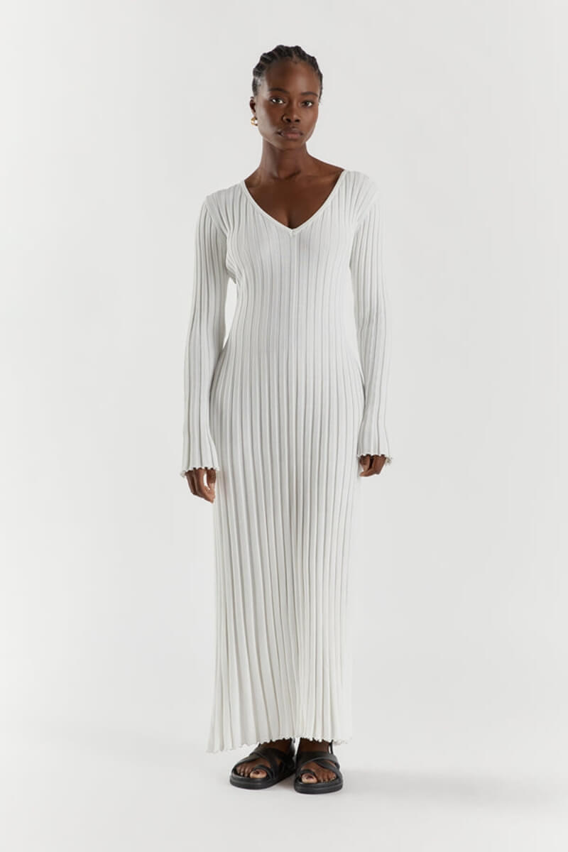 Maria™ | Knitted Midi Dress With V-neck