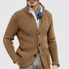Slower | Modern woven, tailored button cardigan
