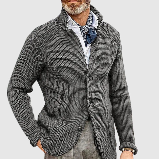 Slower | Modern woven, tailored button cardigan