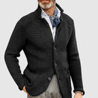 Slower | Modern woven, tailored button cardigan