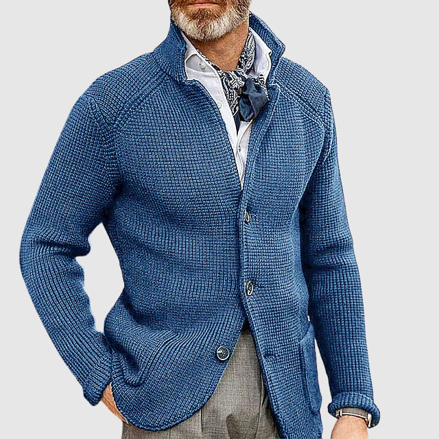 Slower | Modern woven, tailored button cardigan