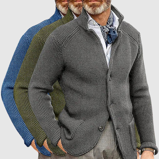 Slower | Modern woven, tailored button cardigan
