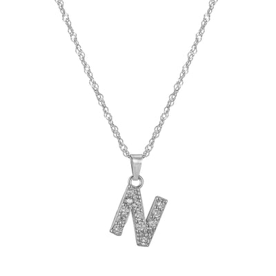 Letter Necklace with Zirconia