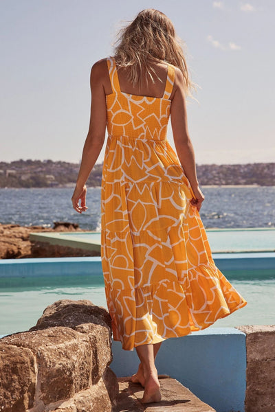 Viraelis – Airy Midi Dress with Smock Detail