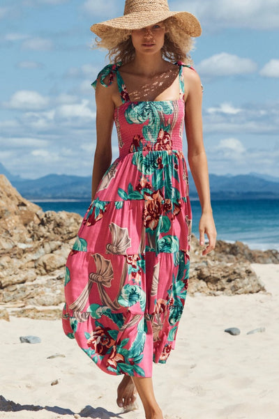 Viraelis – Airy Midi Dress with Smock Detail