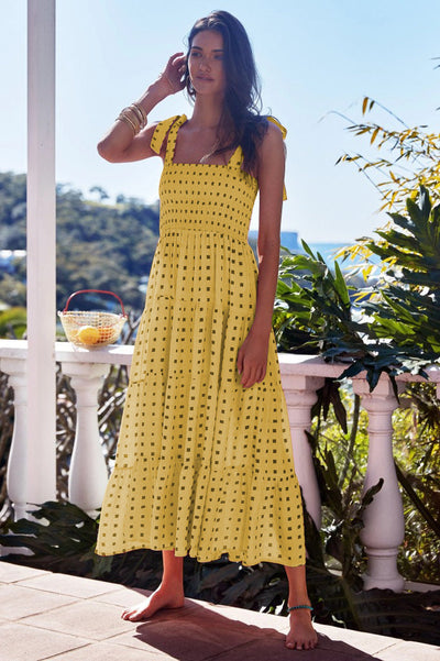 Viraelis – Airy Midi Dress with Smock Detail