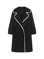 Damen-Windjacke – Wolle – Oversized-Passform – Revers – Stickerei