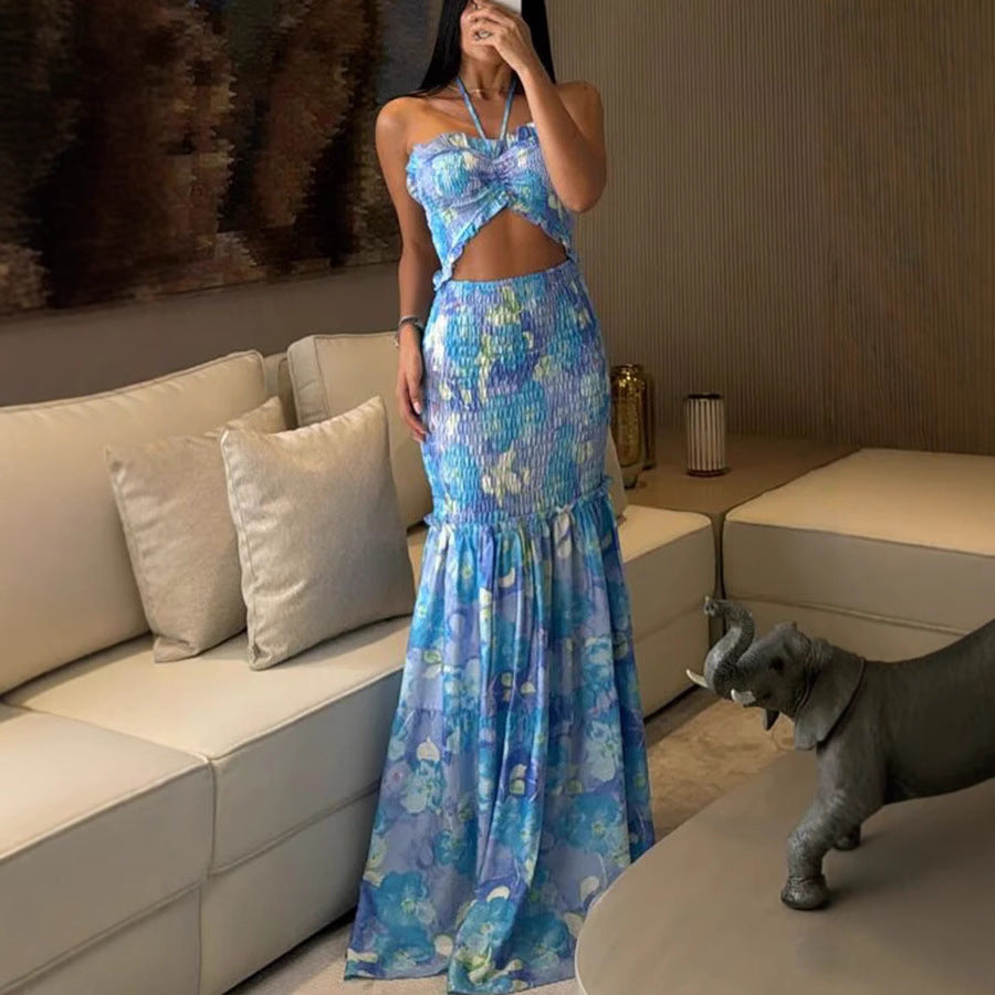 Lina™ | Trägerloses Maxikleid mit tropischem Print