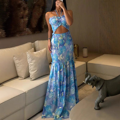 Lina™ | Trägerloses Maxikleid mit tropischem Print