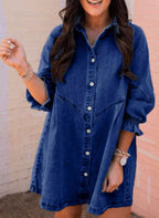Ariel™ | Puff Sleeve Denim Dress