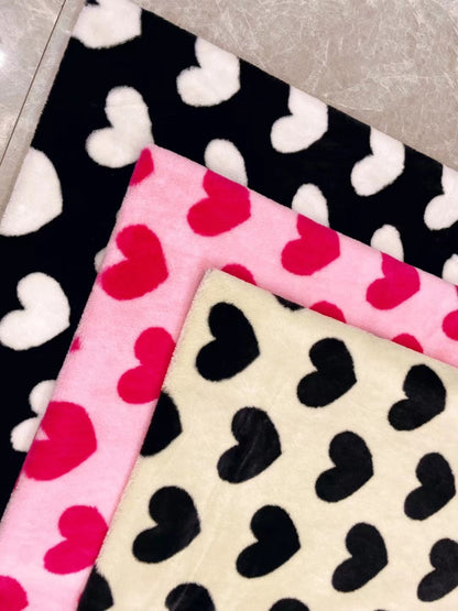 Oversized Soft Cozy Hearts Graphic Fleece Hoodie Jacket