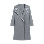 Damen-Windjacke – Wolle – Oversized-Passform – Revers – Stickerei