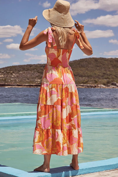 Viraelis – Airy Midi Dress with Smock Detail
