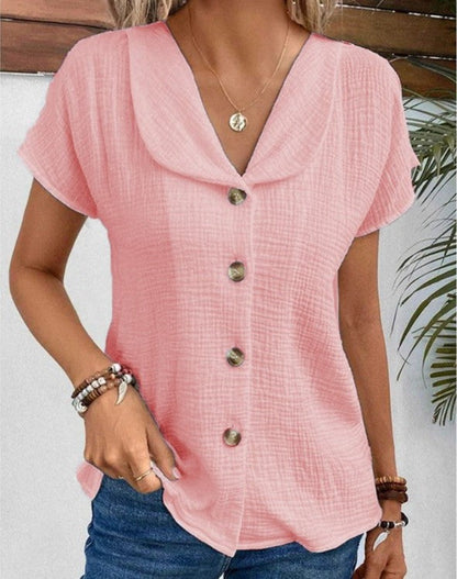 Losarie™ - Top with Collar and Buttons 