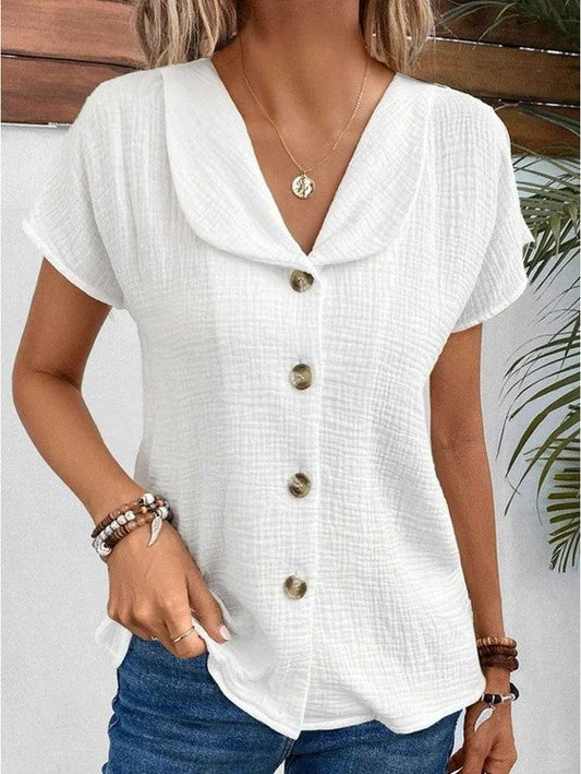 Losarie™ - Top with Collar and Buttons 