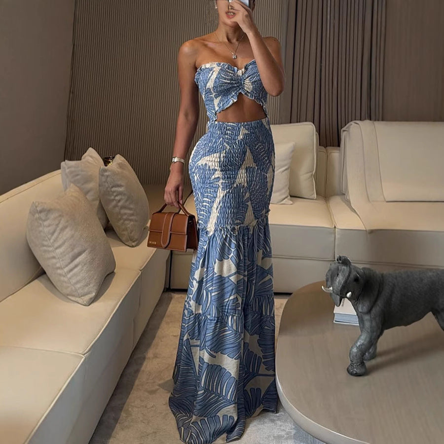 Lina™ | Trägerloses Maxikleid mit tropischem Print