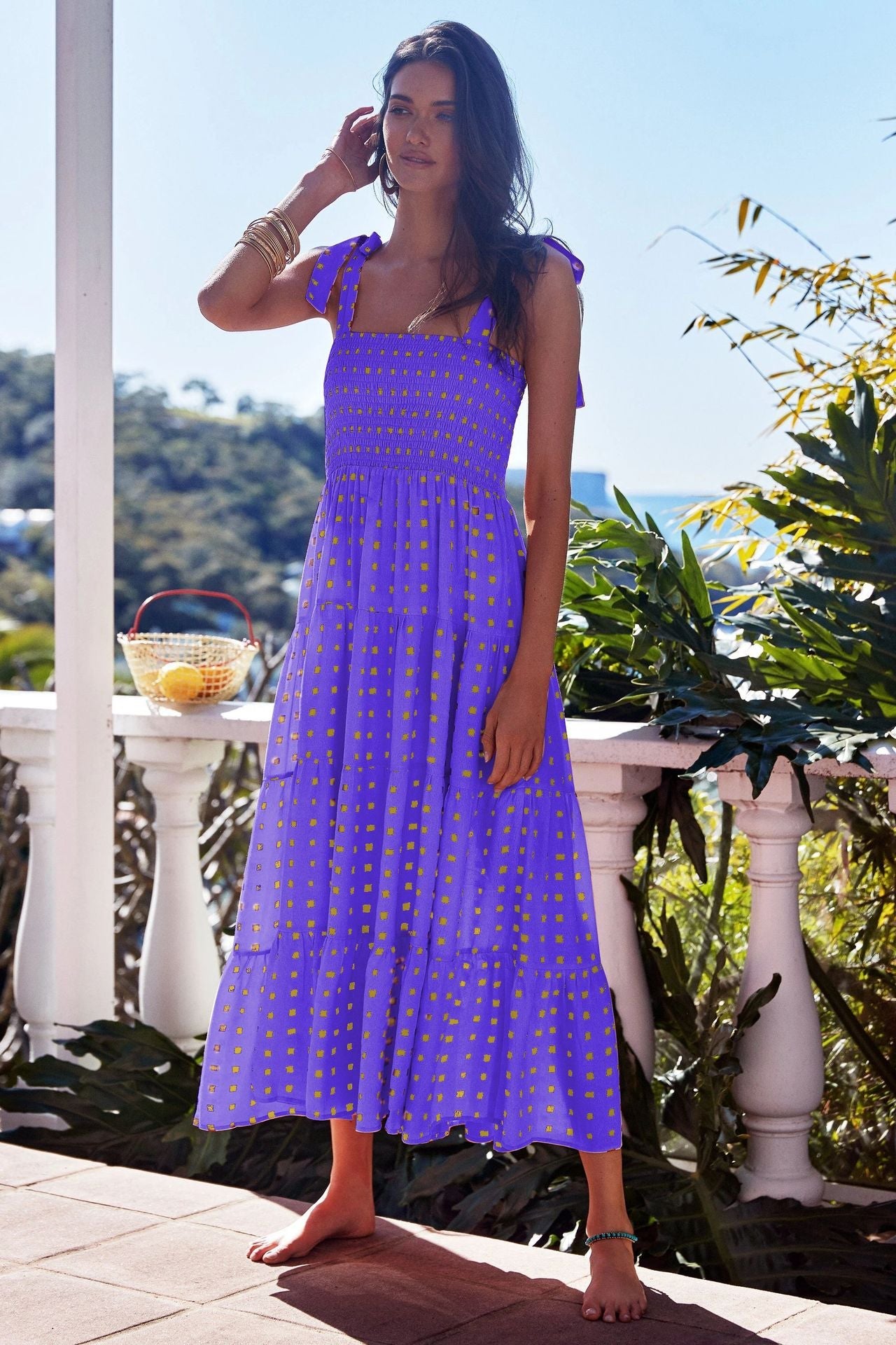 Viraelis – Airy Midi Dress with Smock Detail