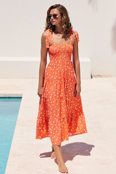 Viraelis – Airy Midi Dress with Smock Detail