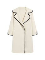 Damen-Windjacke – Wolle – Oversized-Passform – Revers – Stickerei