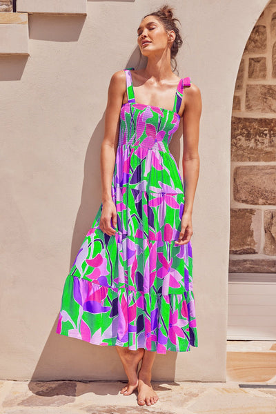 Viraelis – Airy Midi Dress with Smock Detail