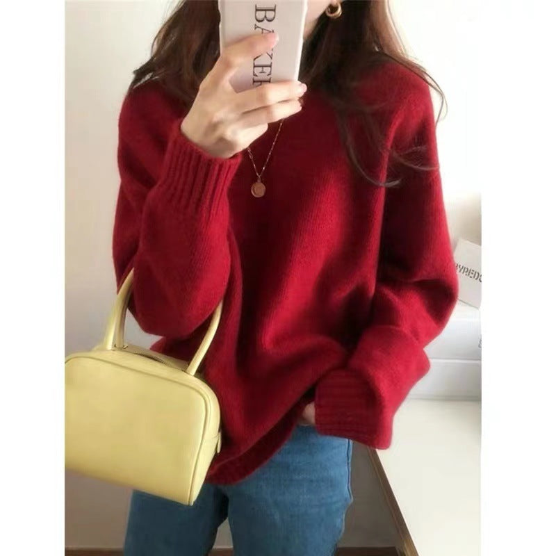 Aurea | Dames Trui – Kersenrood Raccoonwol, Losvallend & Vintage