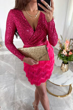 Giulia – V-Neck Sequin Tassels Mini Party Dress for Women