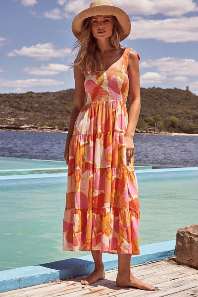 Viraelis – Airy Midi Dress with Smock Detail
