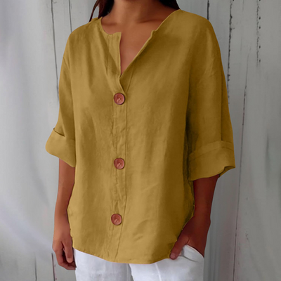 Lieke™ | Ontspannen linnen blouse voor tijdloze elegantie