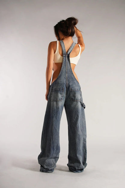 Amanda™ - Plunge Denim Overalls