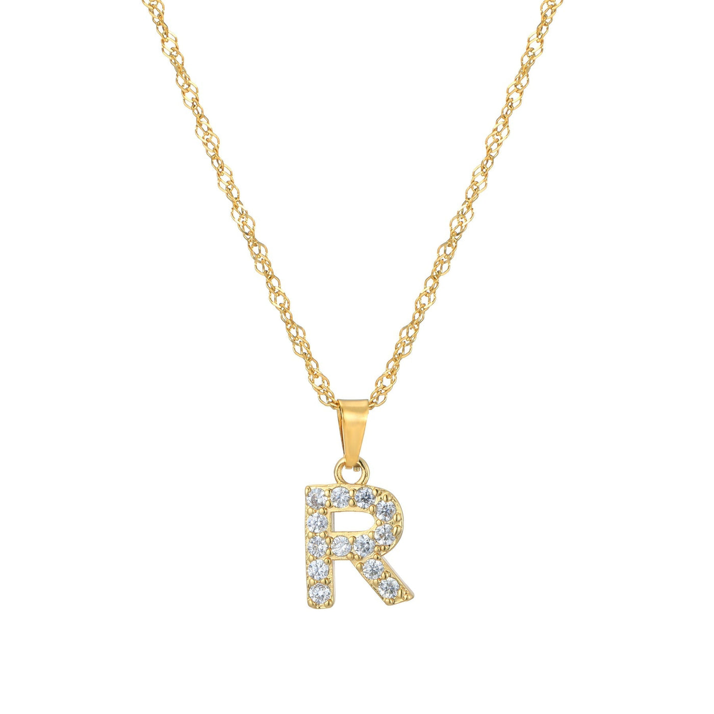 Letter Necklace with Zirconia