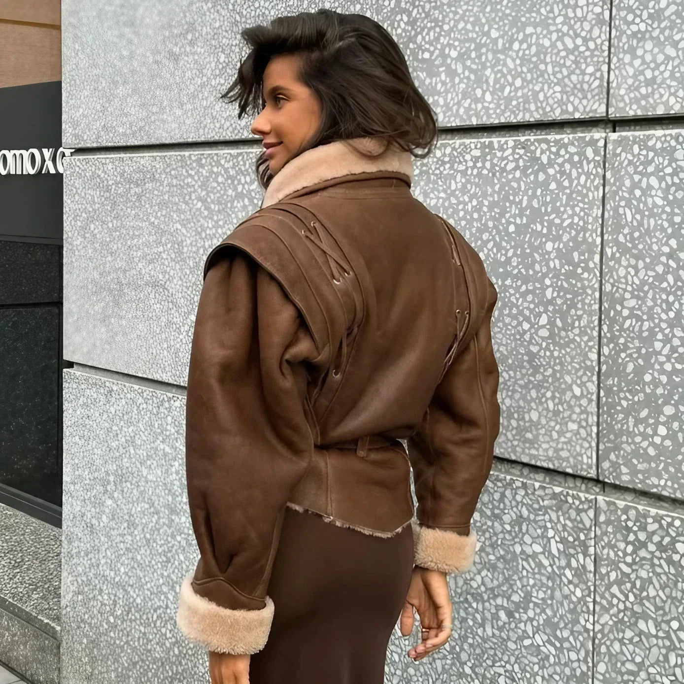 Serenya | Vegan Shearling Coat for Women with Waist Belt