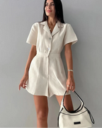 Amelia – Khaki Linen-Cotton Women's Summer Jumpsuit