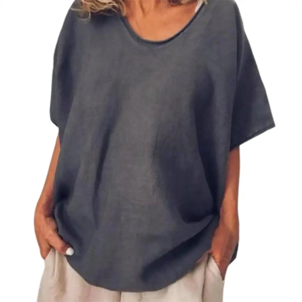 Gelai – Atmungsaktives Baumwoll-Leinen Damen Sommer T-Shirt