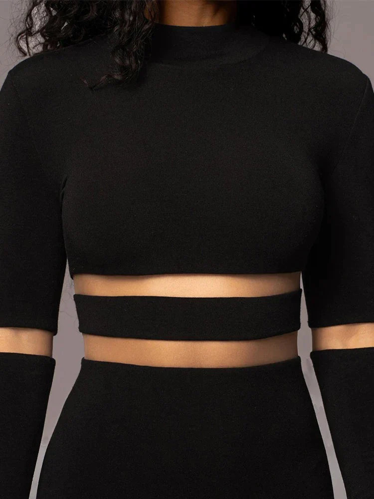 Chantalia™ | Elegant Black Midi Dress