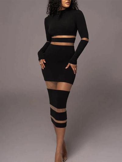 Chantalia™ | Elegant Black Midi Dress