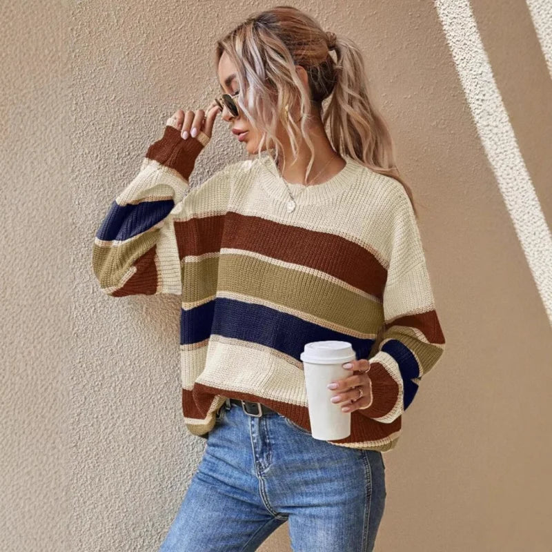 Serenelle | Striped Women's Sweater with Crew Neck &amp; Relaxed Fit