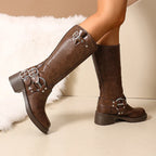 Meloria | Hohe Bikerstiefel mit Schnallendetail