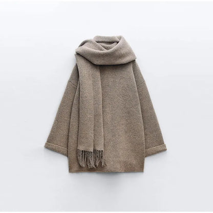 Luxury Woolen Chic™ - Wool Coat with Scarf