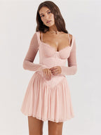 Lyra™ Langarm-Chiffon-Korsettkleid