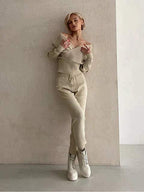 Victoria - Knitted Asymmetric Top with Matching Pants