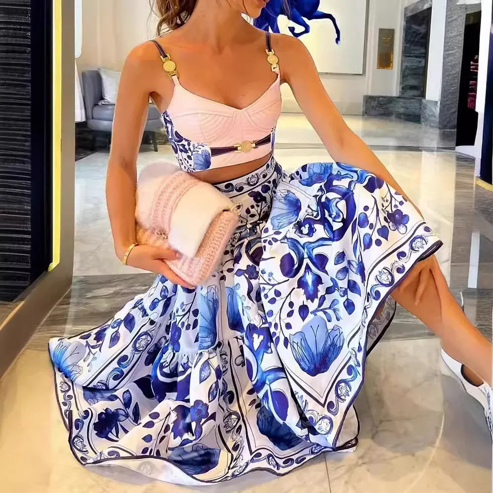 Camila – Dames 2-Delige Set met Tanktop en Rok met Print