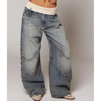 Seyra | Baggy Wide-Leg Jeans met Tailleband & Streetstyle Vibes