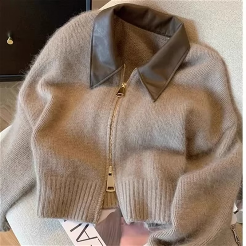 Jaela | Vest met Leren Kraag