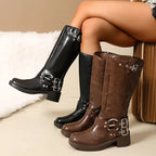 Meloria | Hohe Bikerstiefel mit Schnallendetail