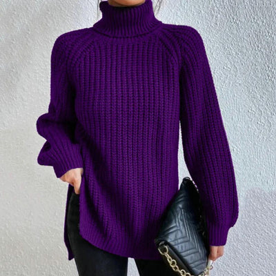 Elina™ | Elegant Roll Neck &amp; Knitted Sweater 